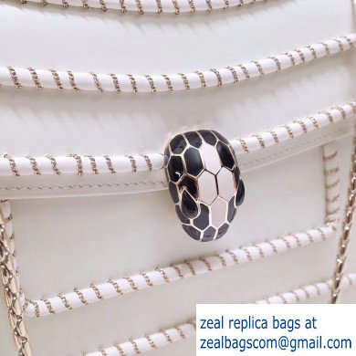 Bvlgari Serpenti Forever 28cm Woven Chain Shoulder Bag White 2019