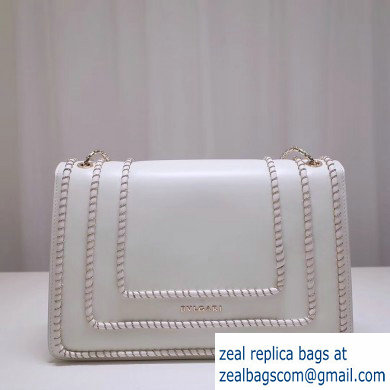 Bvlgari Serpenti Forever 28cm Woven Chain Shoulder Bag White 2019 - Click Image to Close