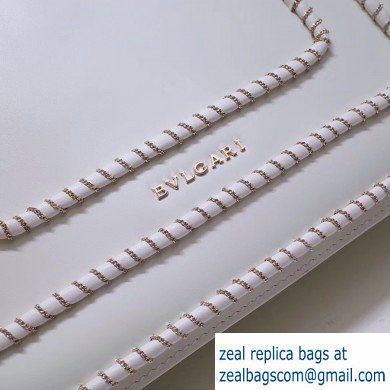 Bvlgari Serpenti Forever 28cm Woven Chain Shoulder Bag White 2019