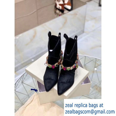 Casadei Heel 8cm Rodeo Crystals Cowboy Ankle Boots Black 2019