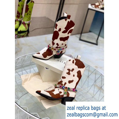 Casadei Heel 8cm Rodeo Crystals Cowboy Boots White/Brown 2019 - Click Image to Close