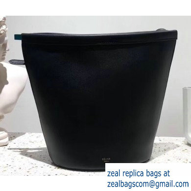 Celine Clasp Bucket Bag in Calfskin Black 2019
