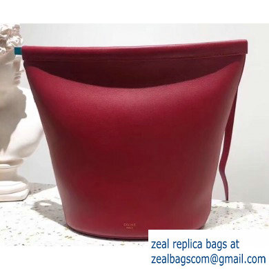 Celine Clasp Bucket Bag in Calfskin Red 2019