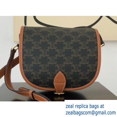 Celine Medium Folco Triomphe Canvas Bag Brown 2019