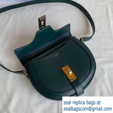 Celine Small Besace 16 Bag in Satinated Calfskin Dark Green 2019