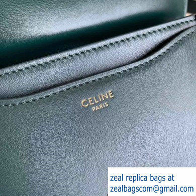 Celine Small Besace 16 Bag in Satinated Calfskin Dark Green 2019