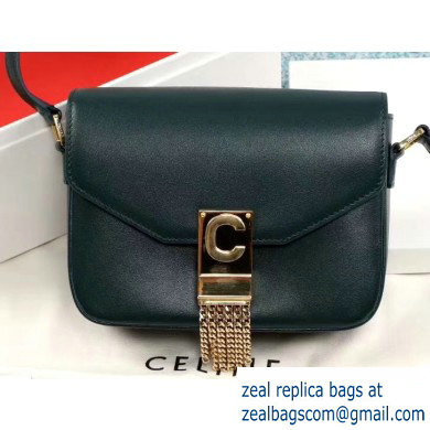 Celine Small C Bag with Pampille in Shiny Calfskin Dark Green 2019 - Click Image to Close