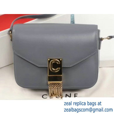 Celine Small C Bag with Pampille in Shiny Calfskin Gray 2019