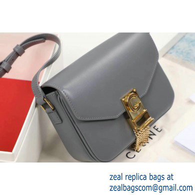 Celine Small C Bag with Pampille in Shiny Calfskin Gray 2019