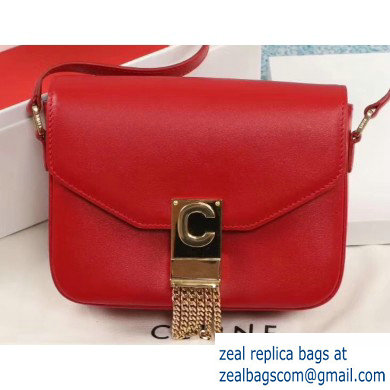 Celine Small C Bag with Pampille in Shiny Calfskin Red 2019 - Click Image to Close