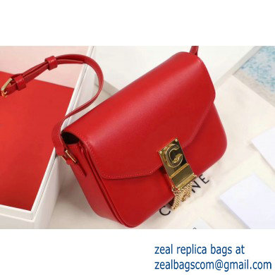 Celine Small C Bag with Pampille in Shiny Calfskin Red 2019