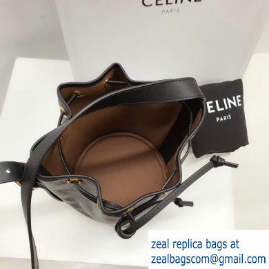 Celine Small Drawstring Bucket Triomphe Canvas Bag Black 2019