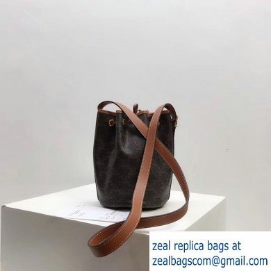 Celine Small Drawstring Bucket Triomphe Canvas Bag Brown 2019 - Click Image to Close