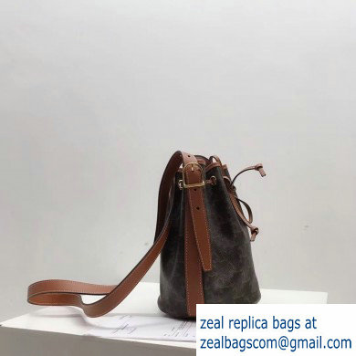 Celine Small Drawstring Bucket Triomphe Canvas Bag Brown 2019 - Click Image to Close