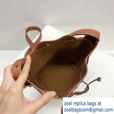 Celine Small Drawstring Bucket Triomphe Canvas Bag Brown 2019