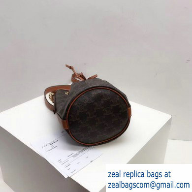 Celine Small Drawstring Bucket Triomphe Canvas Bag Brown 2019 - Click Image to Close