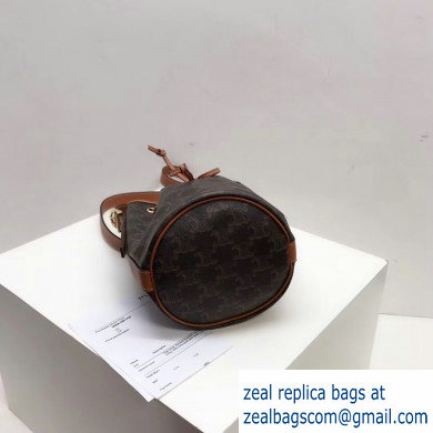 Celine Small Drawstring Bucket Triomphe Canvas Bag Brown 2019