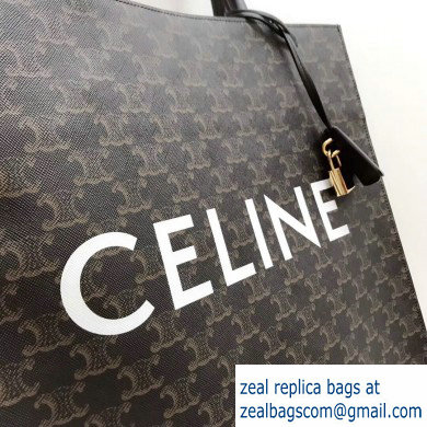 Celine Vertical Cabas Triomphe Canvas Large Tote Bag Black 2019 - Click Image to Close