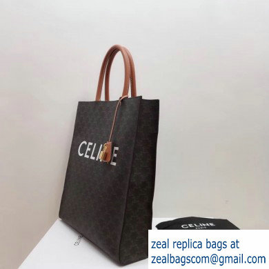 Celine Vertical Cabas Triomphe Canvas Large Tote Bag Brown 2019 - Click Image to Close