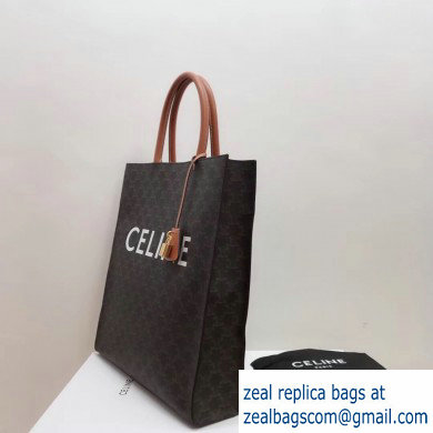 Celine Vertical Cabas Triomphe Canvas Large Tote Bag Brown 2019