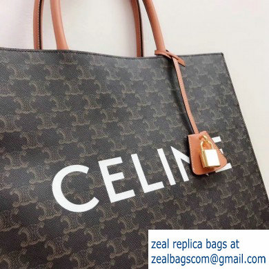 Celine Vertical Cabas Triomphe Canvas Large Tote Bag Brown 2019 - Click Image to Close