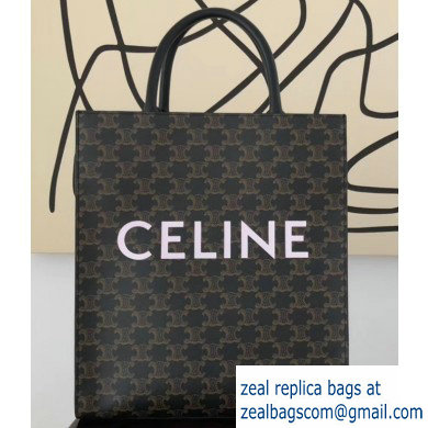 Celine Vertical Cabas Triomphe Canvas Small Tote Bag Black 2019