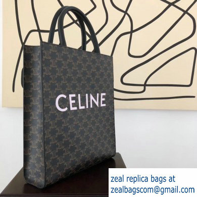 Celine Vertical Cabas Triomphe Canvas Small Tote Bag Black 2019