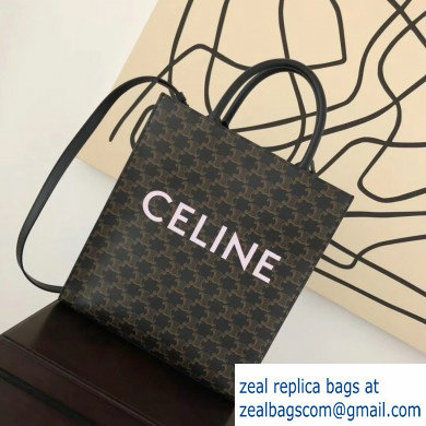 Celine Vertical Cabas Triomphe Canvas Small Tote Bag Black 2019