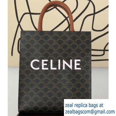 Celine Vertical Cabas Triomphe Canvas Small Tote Bag Brown 2019