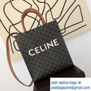 Celine Vertical Cabas Triomphe Canvas Small Tote Bag Brown 2019