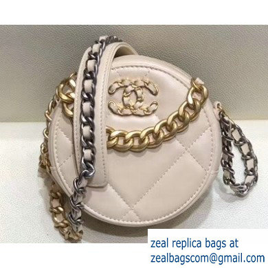 Chanel 19 Chain Round Clutch with Chain Bag Beige 2019
