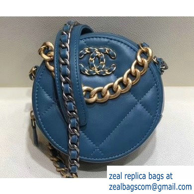 Chanel 19 Chain Round Clutch with Chain Bag Turquoise 2019