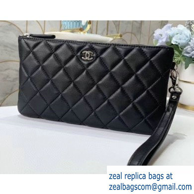 Chanel Classic Pouch Clutch Bag A009 in Lambskin Black