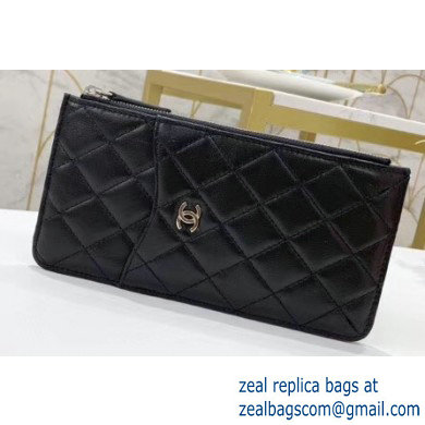 Chanel Classic Pouch Clutch Bag for iPhone 84402 AP0225 in Lambskin Black/Silver