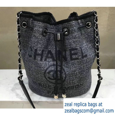 Chanel Deauville Canvas Small Drawstring Bag AS1045 Dark Gray 2019