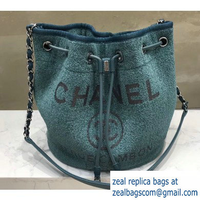 Chanel Deauville Canvas Small Drawstring Bag AS1045 Green 2019