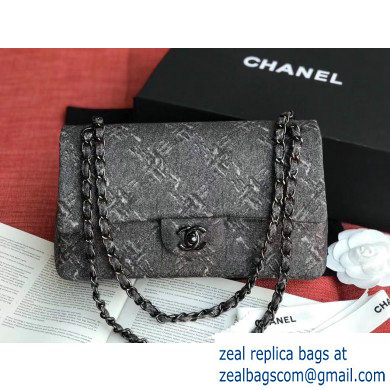 Chanel Denim Classic Flap Medium Bag Black 2019