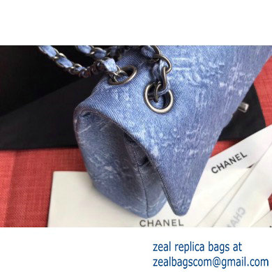 Chanel Denim Classic Flap Medium Bag Blue 2019