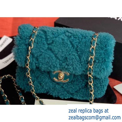 Chanel Furry Shearling Lambskin Classic Flap Small Bag AS1199 Dark Green 2019