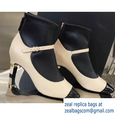 Chanel Heel 6cm Ankle Boots Beige with Pearl and Strap 2019