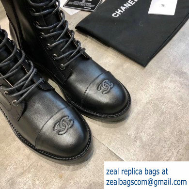 Chanel Lace-up High Boots Black 2019