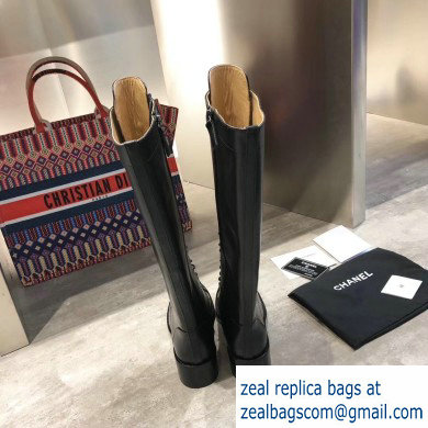 Chanel Lace-up High Boots Black 2019