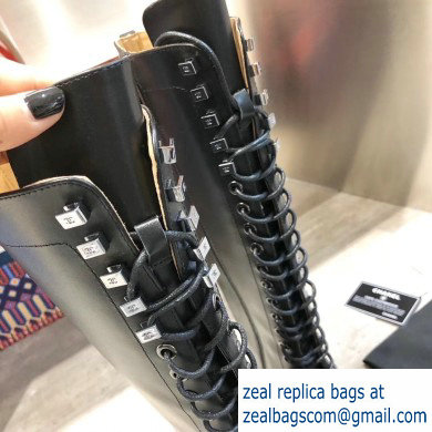 Chanel Lace-up High Boots Black 2019 - Click Image to Close