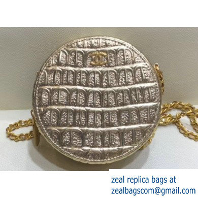 Chanel Metallic Crocodile Embossed Calfskin Round Clutch with Chain Bag AP0366 2019