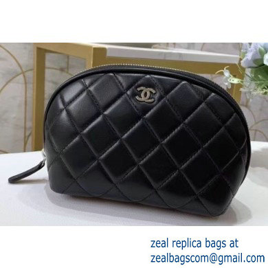 Chanel Mini Cosmetic Case Pouch Clutch Bag A005 in Lambskin Black
