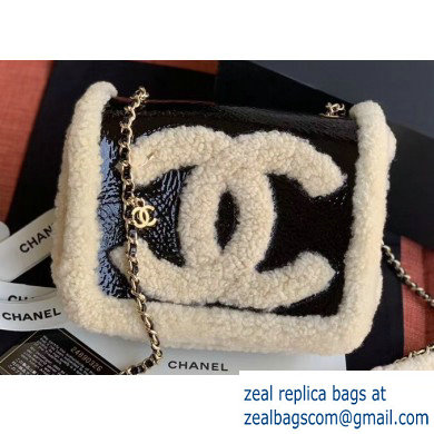 Chanel Shearling Crumpled Sheepskin Flap Bag AS0321 Black/Beige 2019