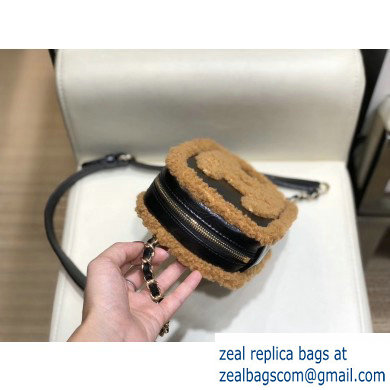 Chanel Shearling Crumpled Sheepskin Waist Bag AS0406 Black/Brown 2019