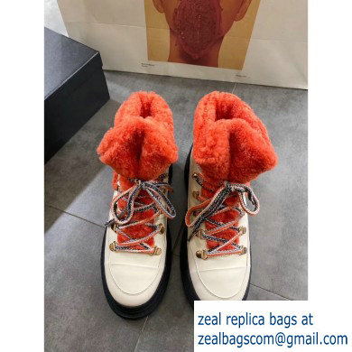 Chanel Suede Calfskin and Shearling Lace-Ups Sneakers G35376 Creamy/Orange 2019