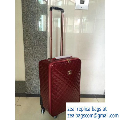 Chanel Trolley Travel Luggage Bag Pearl Red