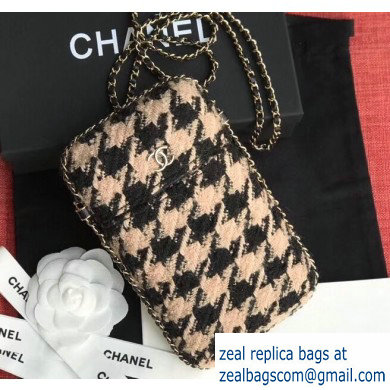 Chanel Tweed Clutch with Chain Phone Bag A94471 Apricot 2019